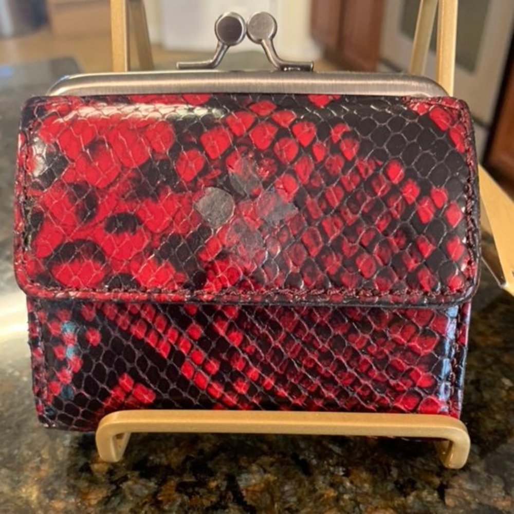 Patricia Nash Italian Leather Python Wallet / Coin Purse in Berry Red--NWT